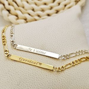 Gourmette personnalisée gravée avec prénom, date ou message