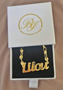 collier personnalisé prénom arabe francais amazigh chaine graine de café grain de cafe or argent 925 inoxydable cadeau femme homme