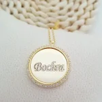 Collier prénom médaillon miroir personnalisé