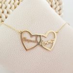 Collier prénom double cœur