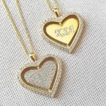 Collier cœur strass rotatif personnalisé