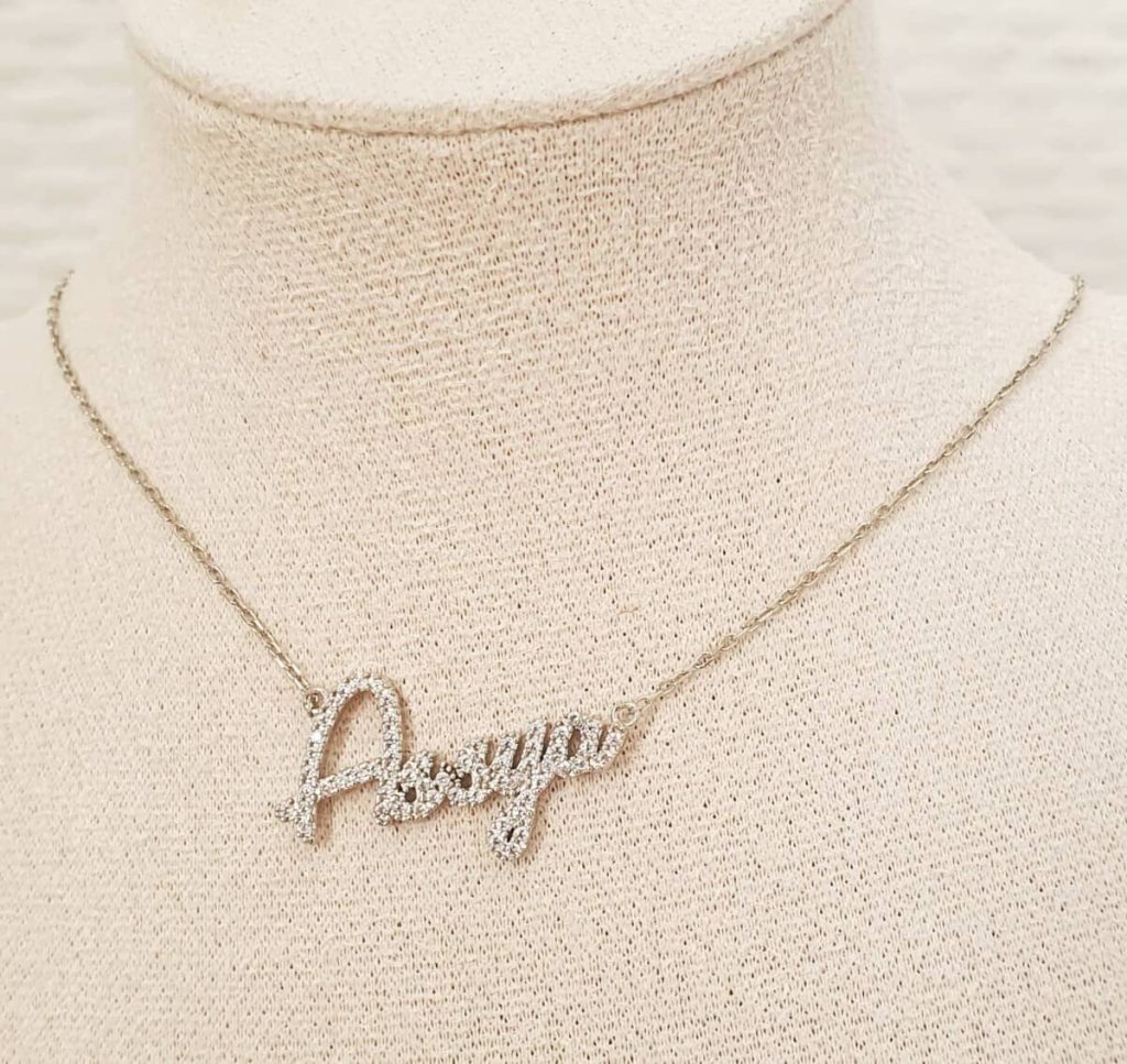 Collier Prénom Femme Cursive Strass