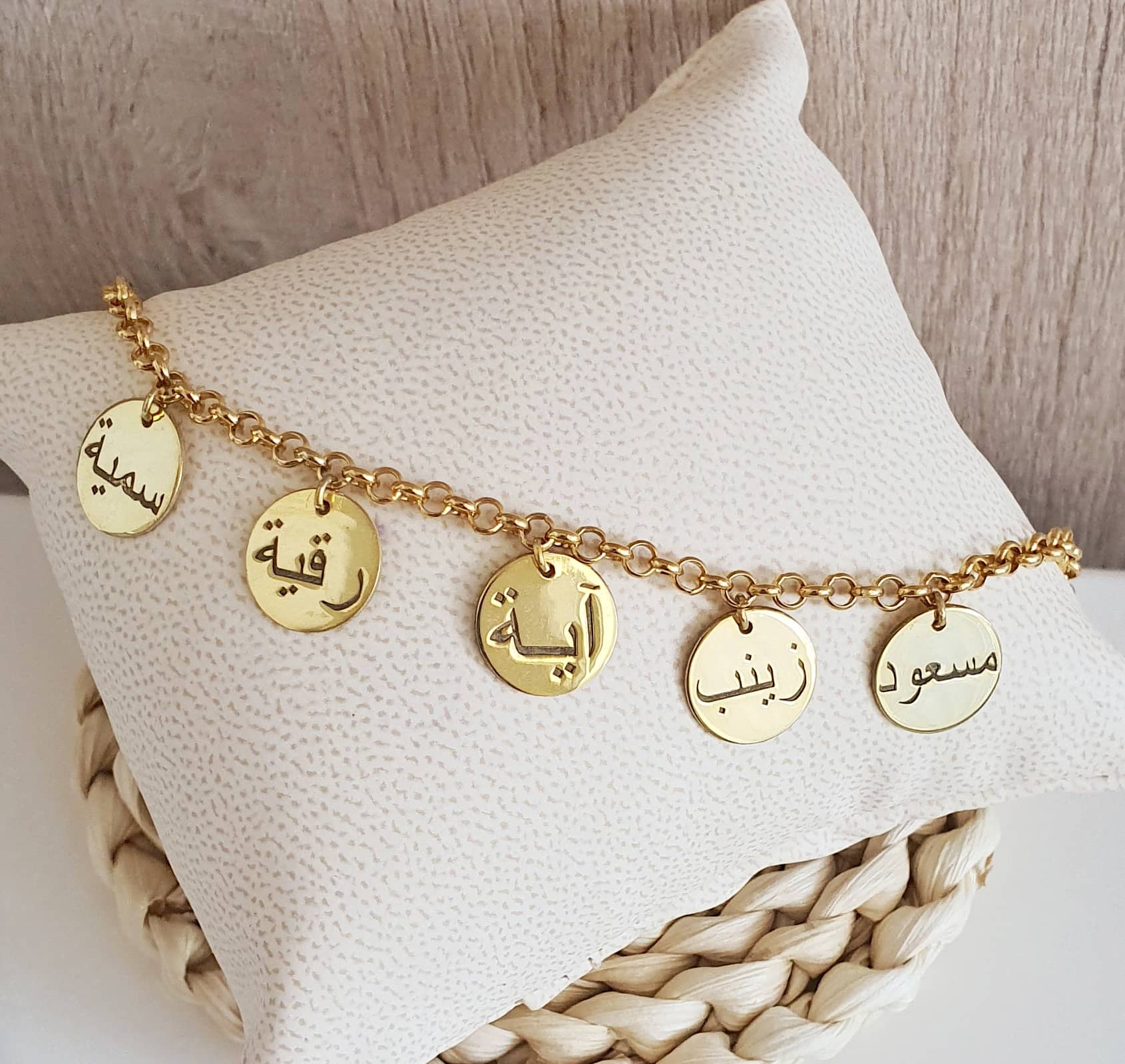 Bracelet prénoms pendentifs ronds