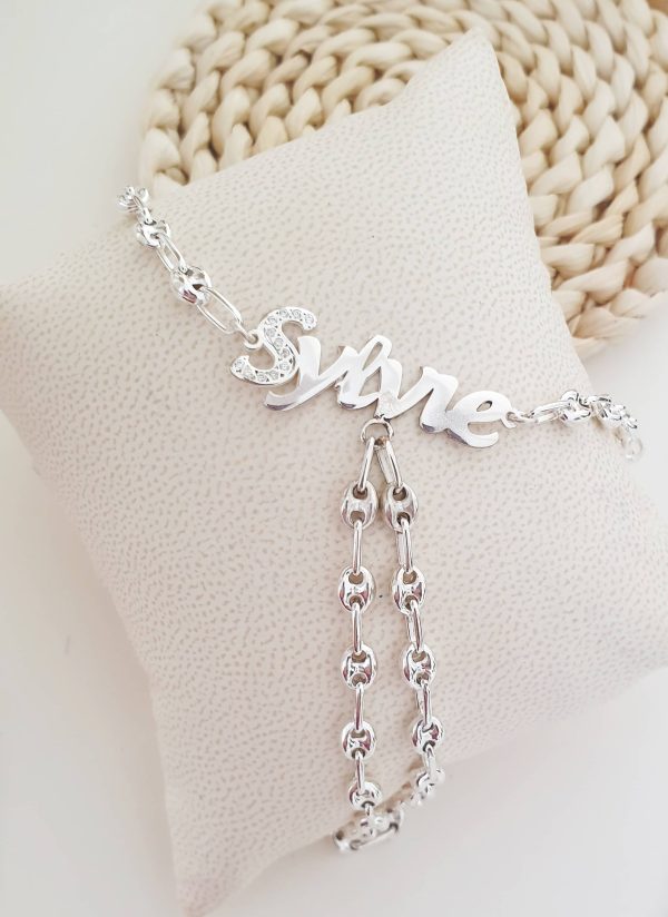 gourmette bague grain de café personnalisé prénom