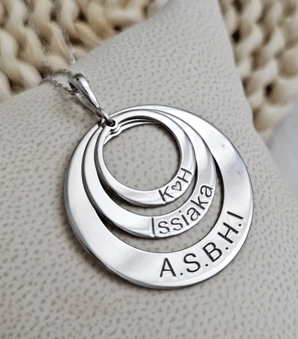 Collier 3 prénoms personnalisés en argent 925 et plaqué or 22 carats, bijou famille