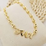 Collier grain de café Prénom Arabe Français ou Amazigh 1ère Lettre Strass