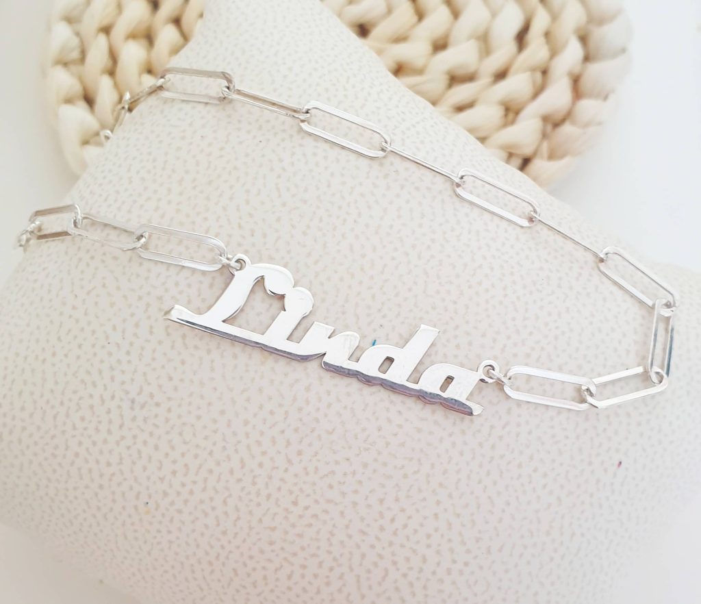 Collier prénom chaine grosse maille personnalisé