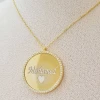 Collier prénom personnalisé médaillon en argent 925 et plaqué or 22 carats, bijou élégant