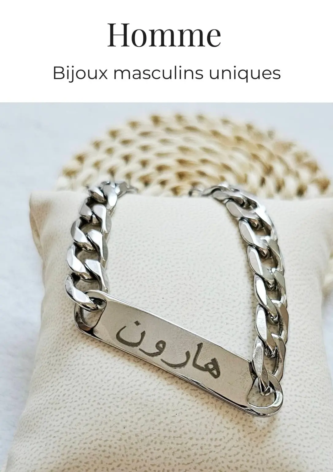 gourmette prénom personnalisé homme arabe amazigh argent