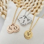 Collier Personnalisé Pendentif Rond – Initiale & Date Gravées