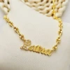 Collier grain de cafe prénom personnalisé en argent, plaqué or.